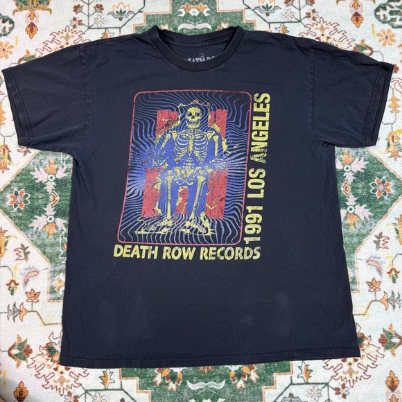 Vintage Death Row Records T-Shirt 1991 Los Angeles Skeleton Graphic Men's Tee - Picture 1 of 6
